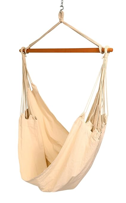 Hangit Fabric Cotton South American XL Canvas Swing Chair (Natural, 100 Centimeters)