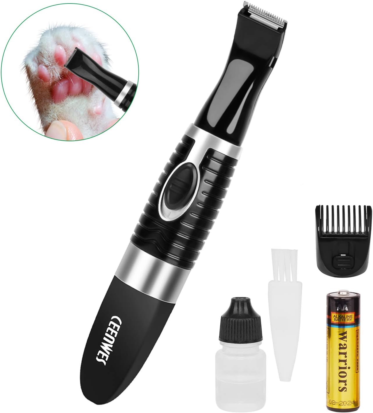 Ceenwes Dog Clippers Precision Blade for Efficient Trimming Waterproof Cordless Pet Trimmer Low Noise Dog Grooming Clippers for Trimming The Hair Around Paws, Eyes, Ears, Face, Rump