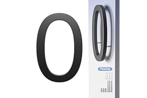HANPIU House Numbers Address Numbers for House - 7 Inch Metal Black House Number 0, 3D Effect Large Floating Door Numbers for Home Street Office