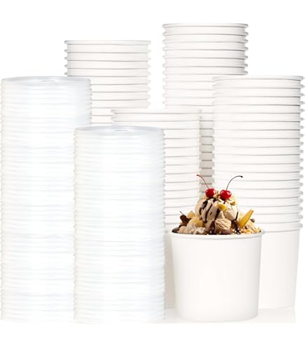 Irenare 100 Sets Disposable Soup Cups With Vented Lids Ice