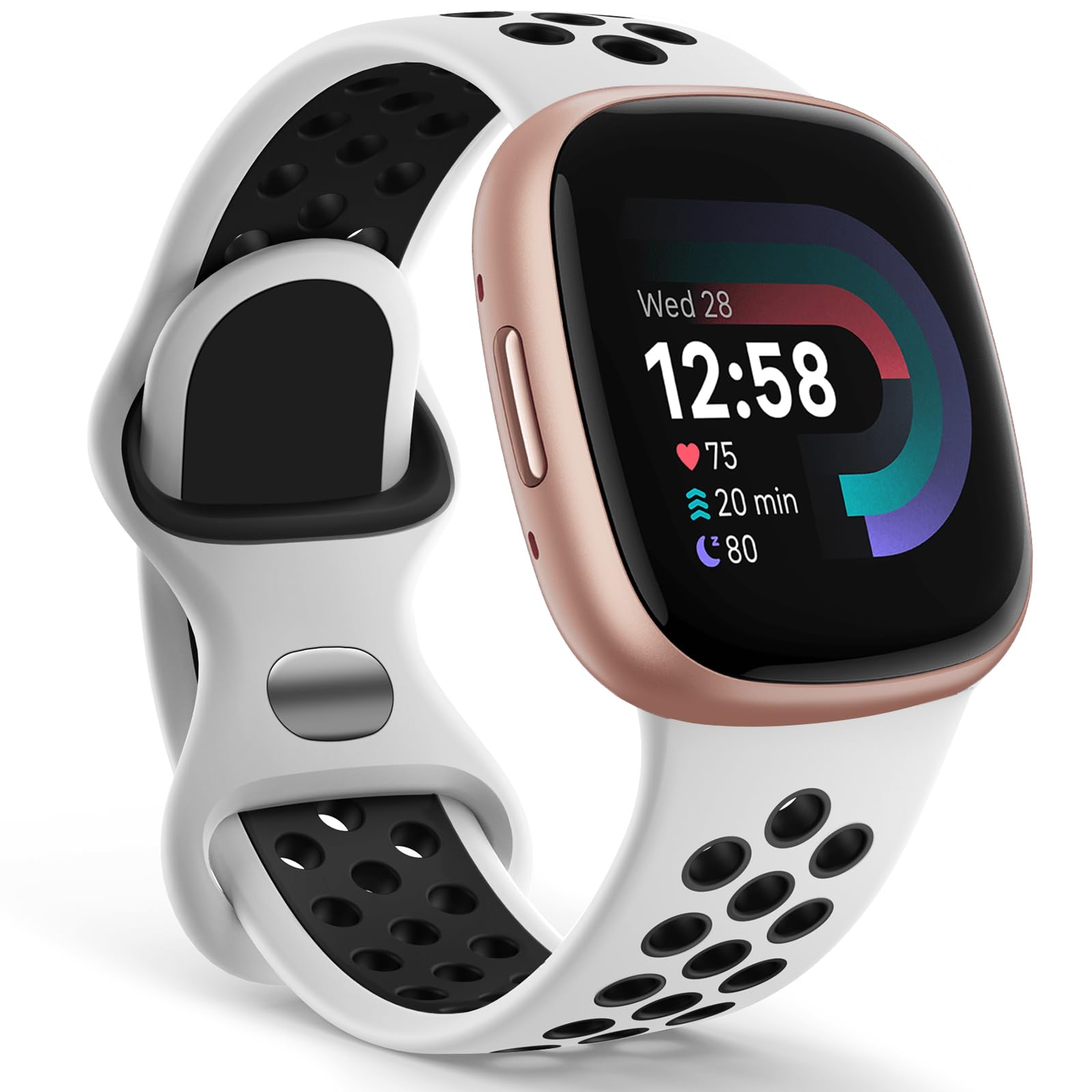 Yoohoo Silicone Bands Compatible with Fitbit Versa 3 Straps/Versa 4 Strap/Sense Strap/Sense 2 Straps for Women Men,Sport Breathable Soft Wristband Replacement for Fitbit Watch,Small