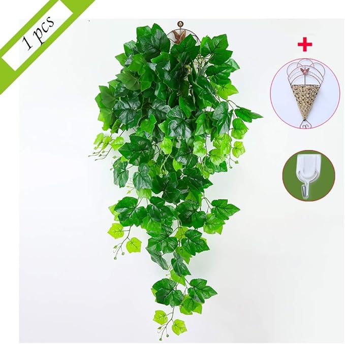 Amazon 人工的に屋外ウォールガーデンハンギングデコレーション用のアイビーつる植物をハンギングアイビー3 3フットフェイクしだれ H11 30 Color B Size 1 Pcs 人工観葉植物 オンライン通販