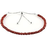 CRYSTALIS Natural Red Jasper Gemstone Beads Slider Bolo Bracelet, High Grade Beaded Crystals, Chakra Healing Stone, Gift Giving Women Jewelry, 925 Sterling Silver Slider 10 inch