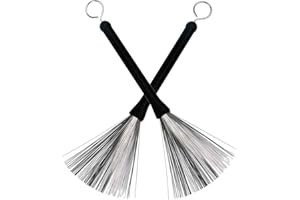 NCTP Gnimup Drum Brushes Retractable Drum Wire Sticks Brushes with Comfortable Rubber Handle Gift for Rock Band, Country music, Folk,Drummers (2 Pieces)