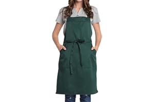 BIGHAS Adjustable Bib Apron with Pocket Extra Long Ties for Women Men, 13 Colors, Chef, Kitchen, Home