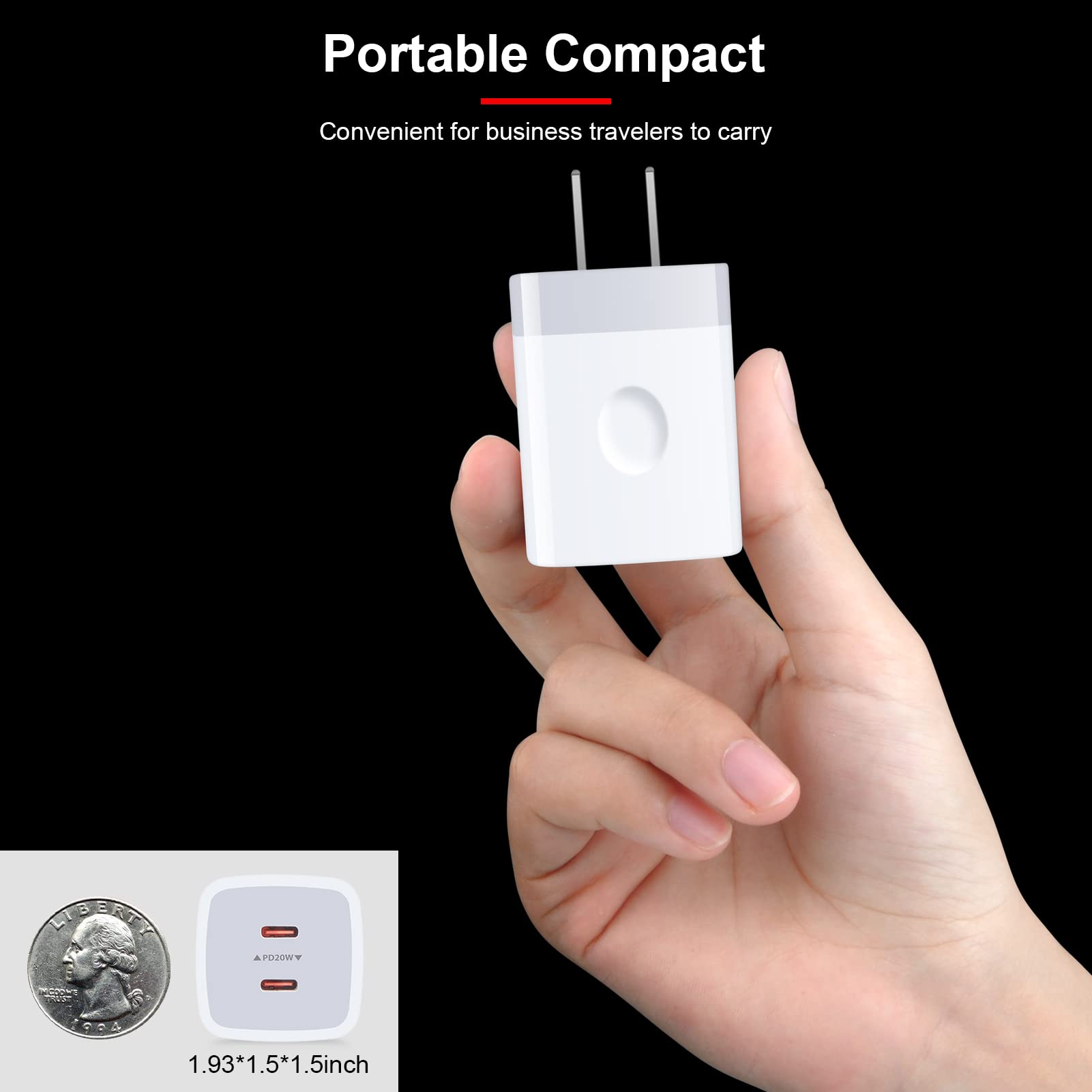 USB C Block,Sicodo 40W Dual USB C Wall Charger,2-Port PD 3.0 20W USB C Cube Power Adapter for iPhone 16/16 Pro/16 Pro Max/15/14/13/12/X Plus,Samsung Galaxy S24 Ultra,S23,Pixel 9Pro,USB C Wall Plug