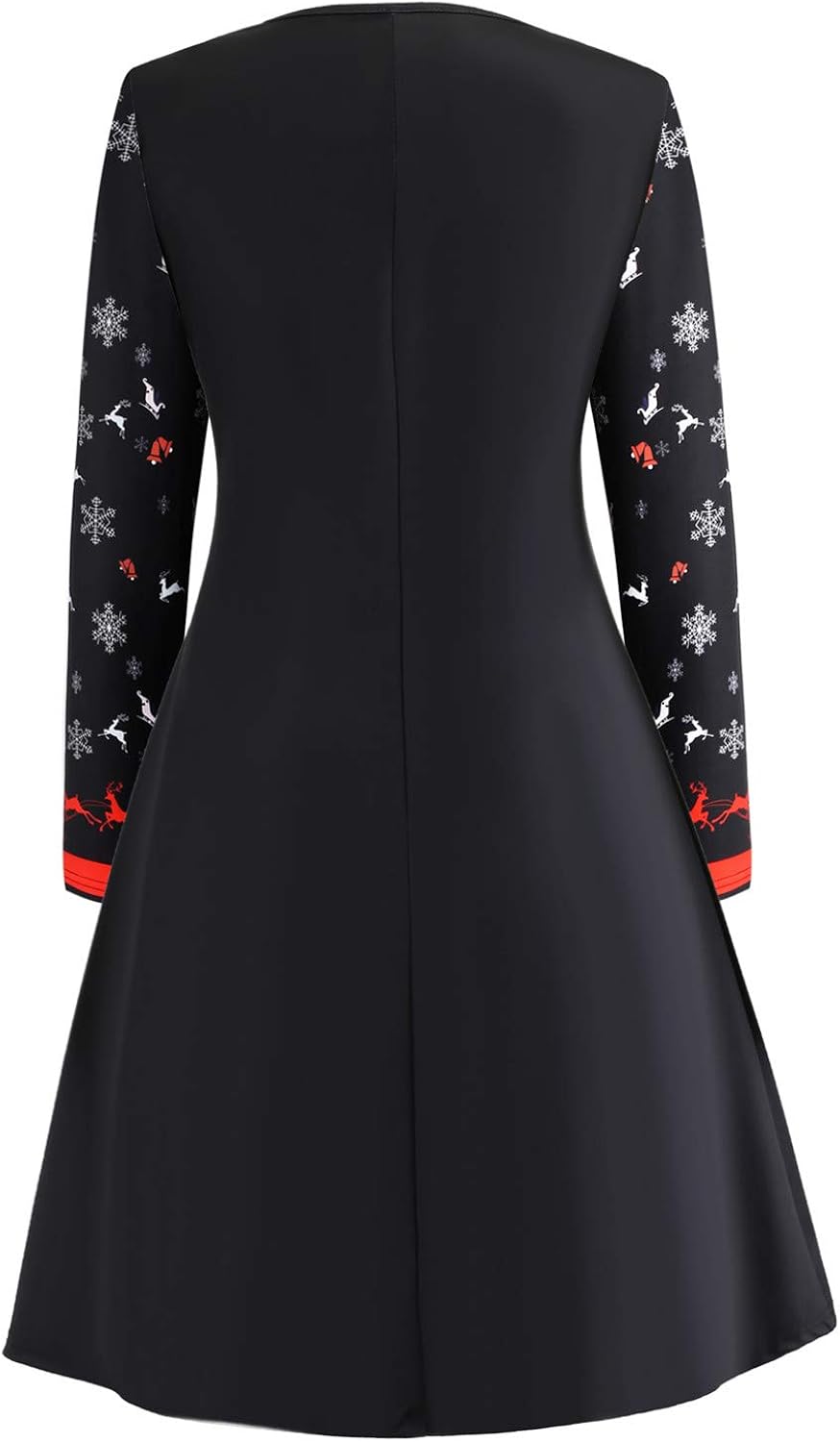 Soluo Women Christmas Long Sleeve Flared Dresses Santa Print A Line Party Dress Casual Tunic Tops Pullover at  Women’s Clothing store