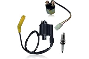 Ignition Coil and Start Relay & Spark Plug with Cap Replacement for Honda Rancher 420 QINLANAP TRX420 30510-HP5-601 2007-2013