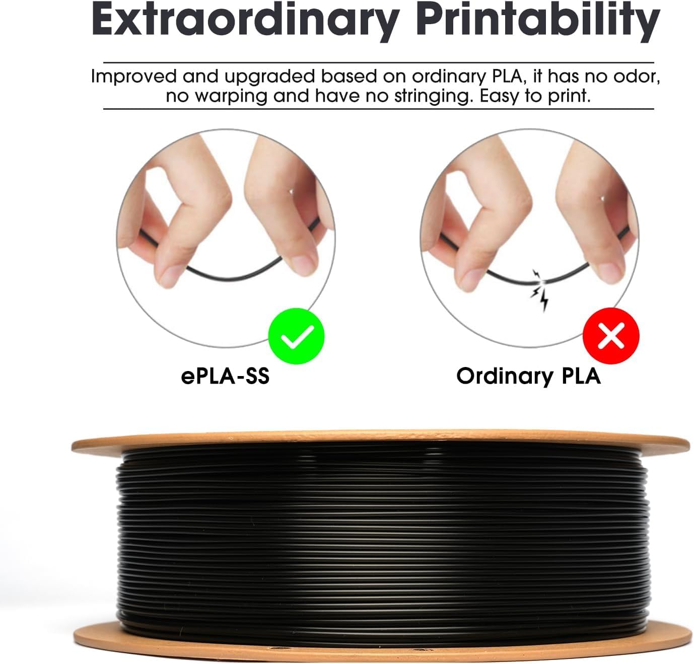 eSUN 10KG PLA Basic Filament, 1.75 mm 3D Printer PLA Filament, 1kg Spule, insgesamt 10kg, Dimensional Accuracy +/- 0.03 mm, Schwarz-10KG 2