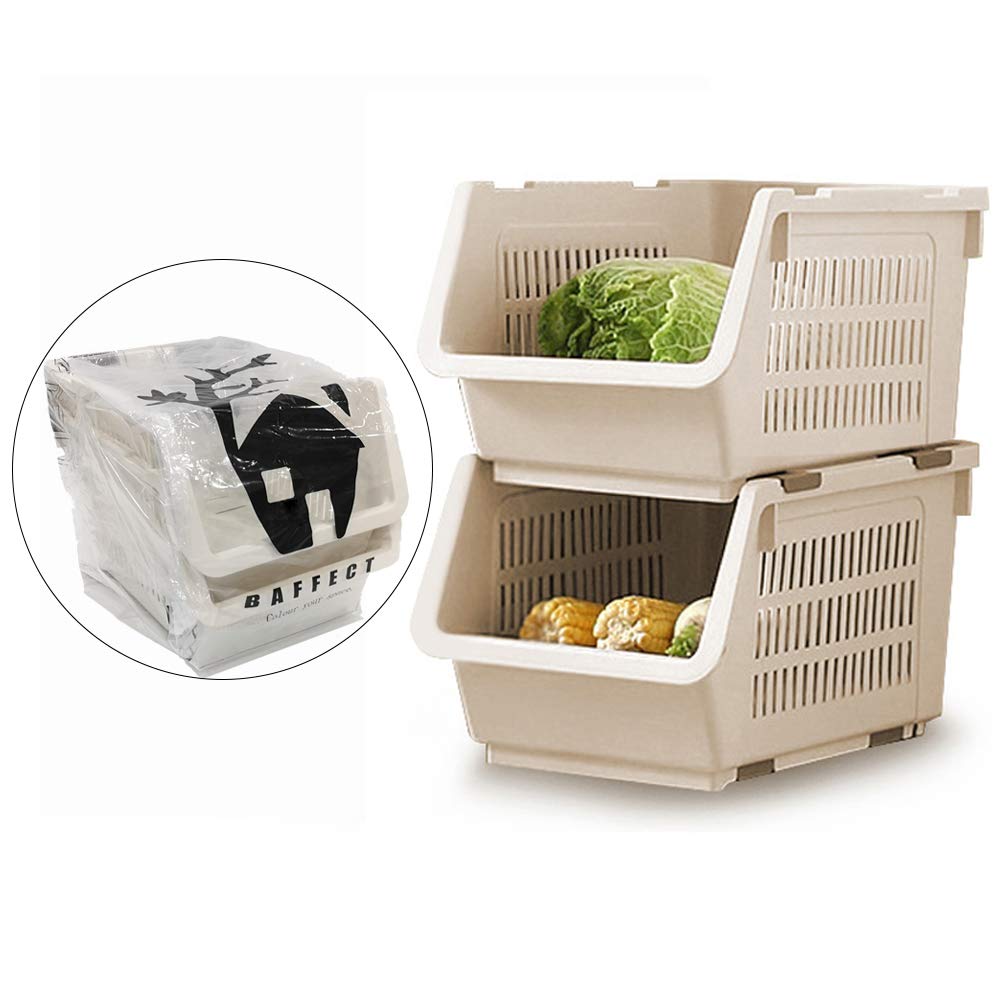 Buy Baffect Stackable Storage Bins 2Tier Stacking Stand Plastic Basket