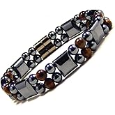 Accents Kingdom Magneitc Bracelet Hematite Bracelet with Dual Strand Tiger's Eyes Beads