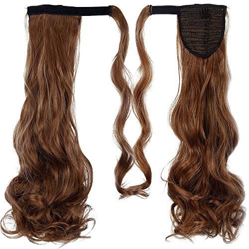 18" Wavy Curly Wrap Around Ponytail Extension for Woman Synthetic Hair Extension