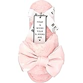 Bella Sleep + Spa Women’s Plush Open-Toe Slippers - Fuzzy House Slides with Large Velvet Bow