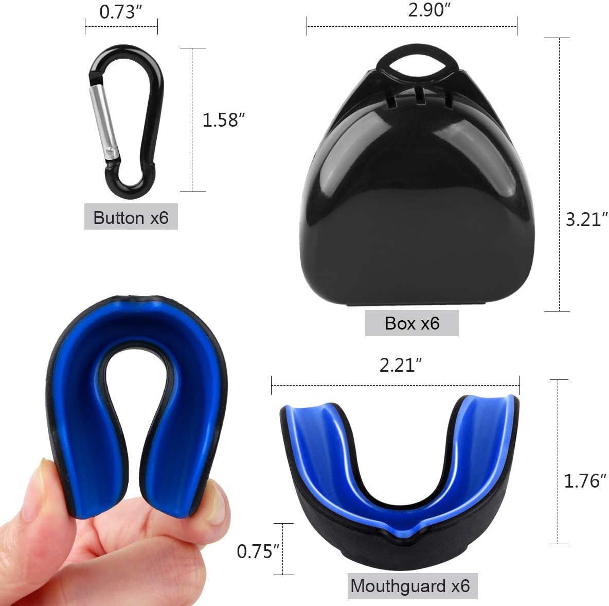Vanmor Sports Mouth Guard, 6 Pack Youth Mouthguard for Youth Adults Double Colored Gum Shield with Free Box for Football Basketball Boxing MMA Hockey : Sports & Outdoors