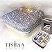 TISHAA Bling Jewelry Organizer Bag – Luxury Accessories Holder Pouch Travel Portable Case Box Diamond Crystal Rhinestone PU Leather Storage Purse Earring Necklace Bracelet Ring (White)