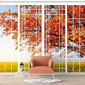 Wall Murals for Bedroom Vies from French Window Design Removable Wallpaper Peel and Stick Wall Stickers - 66x96 inches