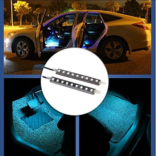 2 Set of 18-LEDs Car Interior Floor Decorative Atmosphere Lights Strip Waterproof Glow Neon Decoration Lamp for Car - Ice blue light