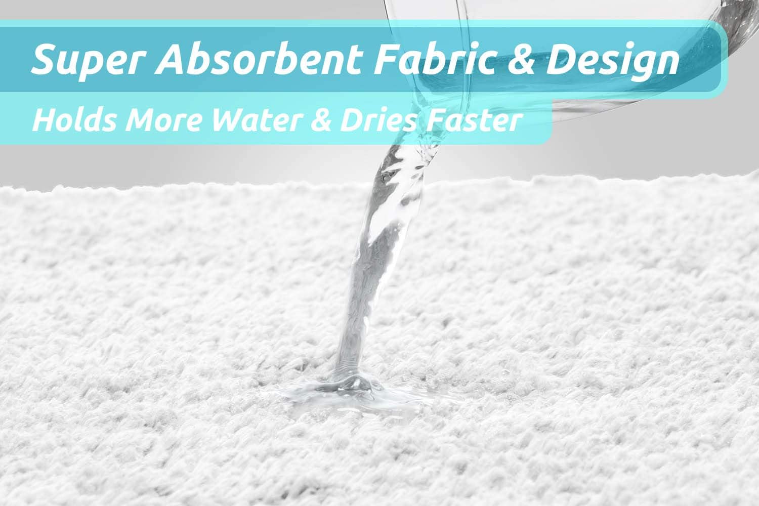 Luxe Rug White Plush Bathroom Rugs Bath Shower Mat Set w Non Slip Microfiber Super Absorbent Rug Alfombras para Baños (3, White): Home & Kitchen
