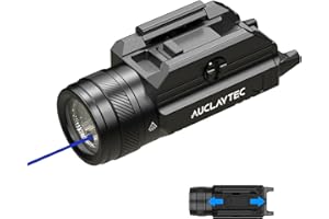 AUCLAYTEC 1200 Lumen Pistol Light Laser Combo Blue Beam Tactical Flashlight, Pistol Flashlight Adjustable Slide Locating Keys for Picatinny