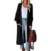 MURMUREY Womens Long Cardigan Sweaters 2025 Open Front Ribbed Knit Maxi Coat Fall Outwear with Pockets