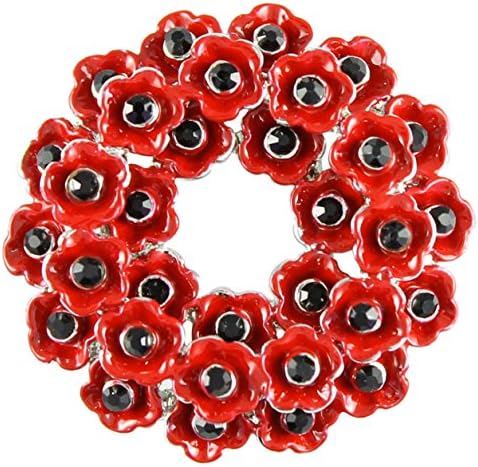Angelys Memorial Remembrance Day Large Poppy Wreath Brooch P1004