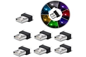 USB LED Car Interior Ambient Atmosphere Lights，7pcs Plug-in 5V Universal Mini Led USB Lights for Car Interior Trunk Ambient A