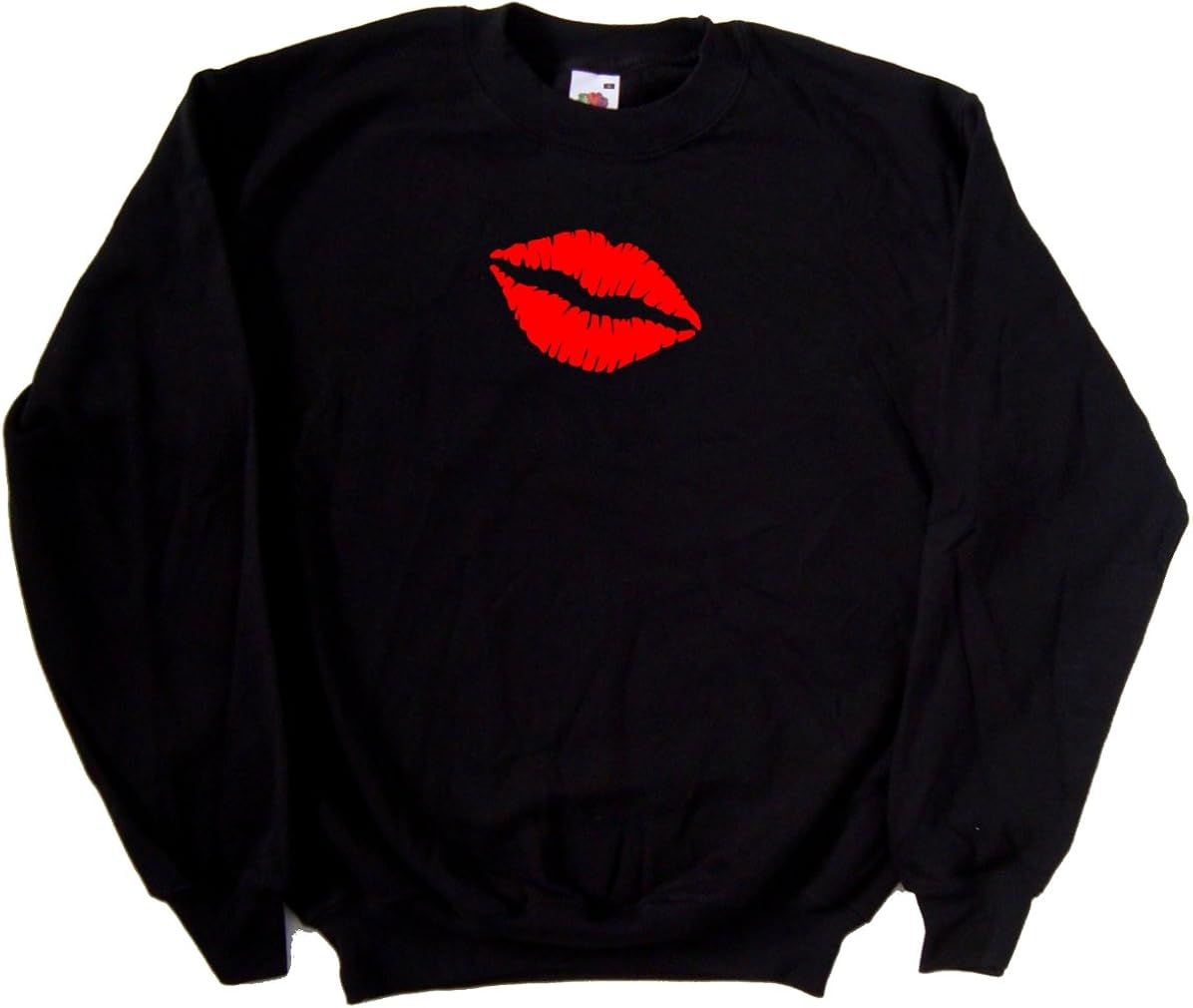 Lipstick Kiss Black Sweatshirt Amazon.co.uk Clothing