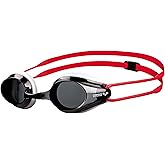 ARENA Tracks Unisex Junior Youth Essential Racing Swim Goggles Kids Swimmers Young Racers Anti-Fog Coated Non-Mirror Lens, Smoke/White/Red