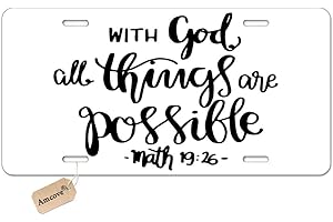 Amcove Bible Verse License Plate,with god All Things are Possible Bible Verse Quote Vanity Front License Plate Tag,6 X 12 Inch