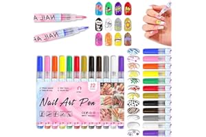 12 Color Acrylic Paint Pen Set, Nail Polish Pens, Nail Point Graffiti Dotting Pen Drawing Painting Liner Brush for DIY Nail A