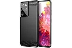 Aikcks for Samsung Galaxy S21 Ultra 5G Phone case, Shockproof, Scratch Resistant Carbon Fiber Jacket, Soft TPU, for Galaxy S21 Ultra 5G case (Black)