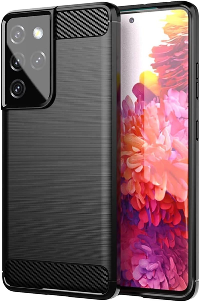 Photo 1 of Aikcks for Samsung Galaxy S21 Ultra 5G Phone case, Shockproof, Scratch Resistant Carbon Fiber Jacket, Soft TPU, for Galaxy S21 Ultra 5G case (Black)