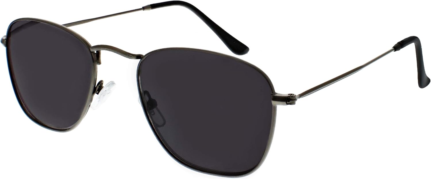 OPULIZE Sky Reading Sunglasses Thin Rimmed Classic Shape Metal Frame Scratch Resistant Tinted Lens UV400 Protection Lens Matt Gunmetal Black Tips Mens Womens S95-7 +3.50 - Image 3