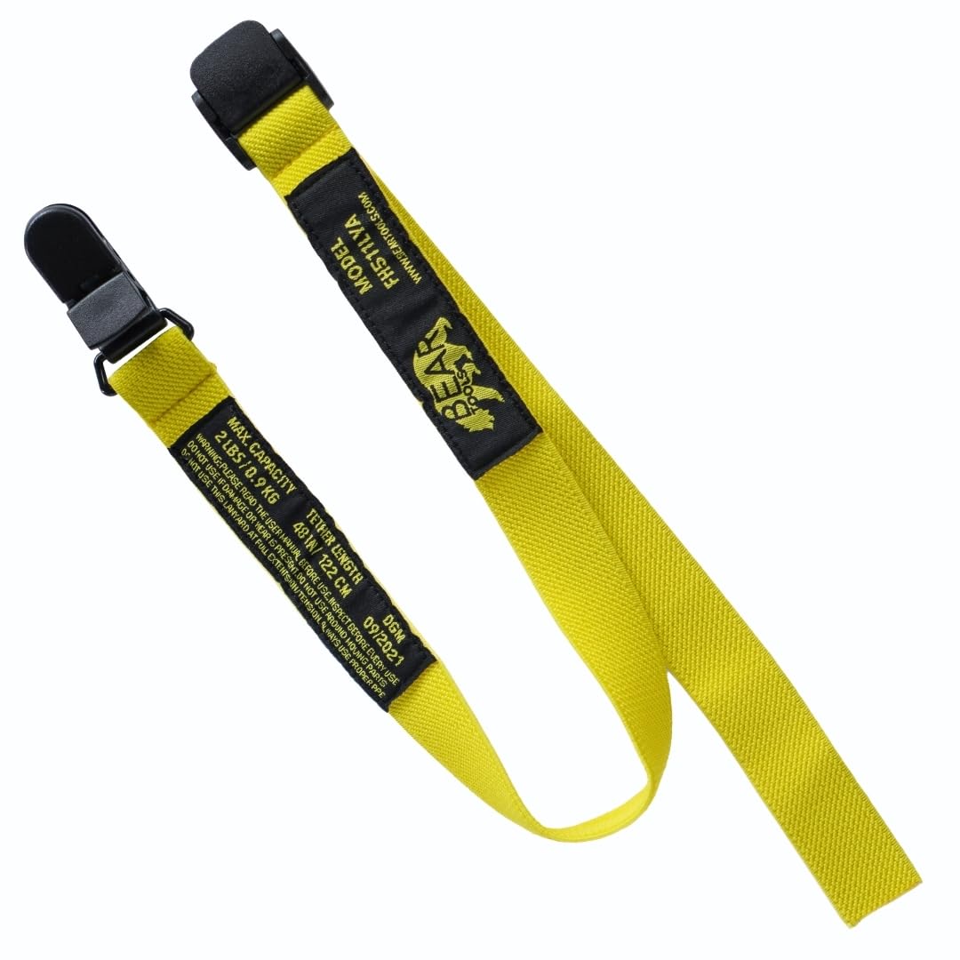 BearTOOLS Yellow Fabric Helmet Lanyard Clip Attachment Secure Fastening Anti-Drop Lighter Leash Hard Hat Chin Strap 50cm/19 Inches (1)