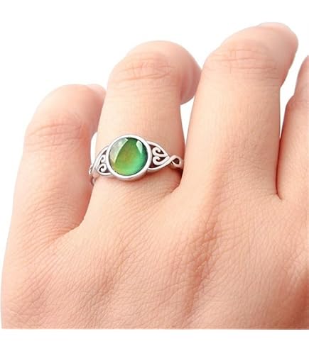 Mood Ring For Women - Oval Moon Stone Color Changing Ring In 925 Sterling Silver (Size 10)