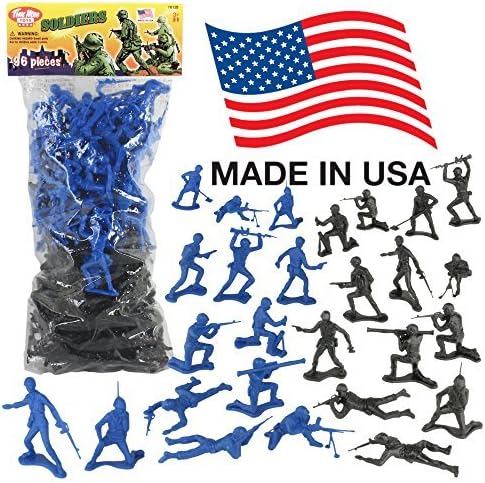 TimMee PLASTIC ARMY MEN: Black vs Blue 96pc Soldier Figures - Made in USA by Tim Mee