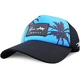 Grace Folly Foam Trucker Hat Snapback Mesh Baseball Cap for Men or Women (Palm- Teal Blue)