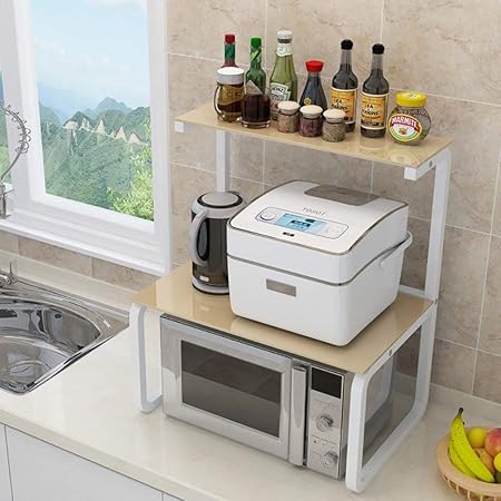 WEHOLY - Estantería de Cristal para microondas y Horno, Doble Capa ...