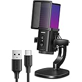 UGREEN Gaming Microphone with 96KHz/24-bit, Cardioid Gaming Mic USB-C PC with Quick Mute, Gain Control, 7 RGB Lighting Modes,
