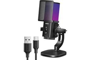 UGREEN Gaming Microphone with 96KHz/24-bit, Cardioid Gaming Mic USB-C PC with Quick Mute, Gain Control, 7 RGB Lighting Modes,