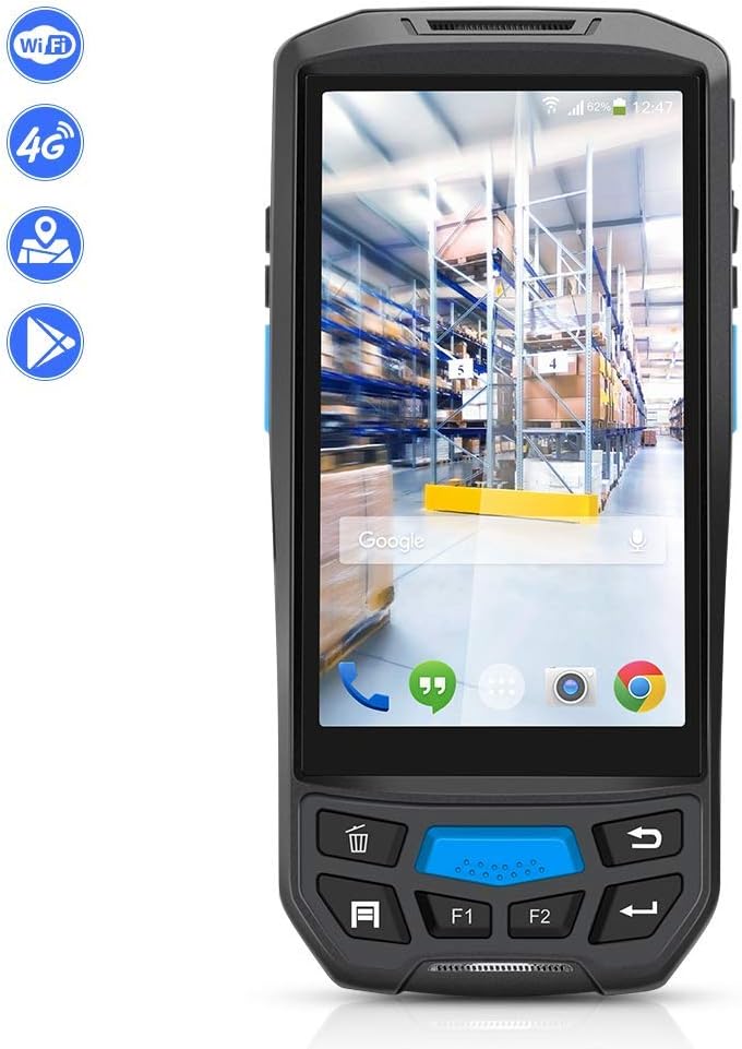 Android Barcode Scanner MUNBYN Rugged Handheld Mobile Terminal with 1D Honeywell Laser Reader, Touch Screen, Camera, Wireless 4G WiFi GPS BT for Delivery Shipping Warehouse Retail Inventory Management