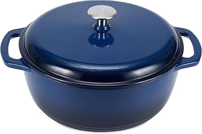 Cocotte Ronde en Fonte Emaillee avec Couvercle, 5,7 L, Bleu Marine