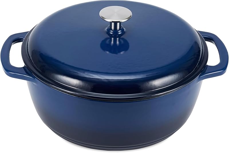 Cocotte Ronde en Fonte Emaillee avec Couvercle, 5,7 L, Bleu Marine