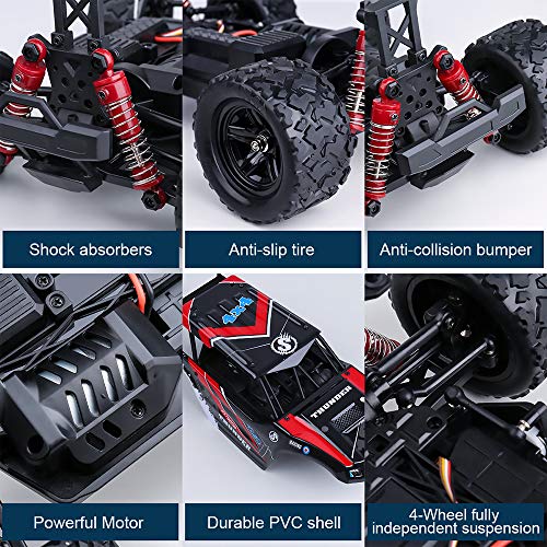 Remote Control Car, RC Truck 4X4 Off Road-All Terrain, 1/18 Scale 2.4Ghz 36+KM/H High Speed Drift Car, Remote Control Truck with 2x1200mAH Rechargeable Batteries, Toy RC Car for Kids & Adults - Thumbnail 3
