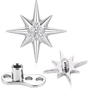 NoctisNest G23 Titanium Dermal Jewelry, 14G Dermal Piercing Hypoallergenic Skin Surface Piercing Anchor Micro Dermal Tops and