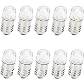 GutReise AC/DC E10 Bulbs, 10pcs 12 Volt Warm White E10 Replacement Bulbs Miniature Screw LED Lamps 0.5Watts 65Lm (12 Volt, Wa
