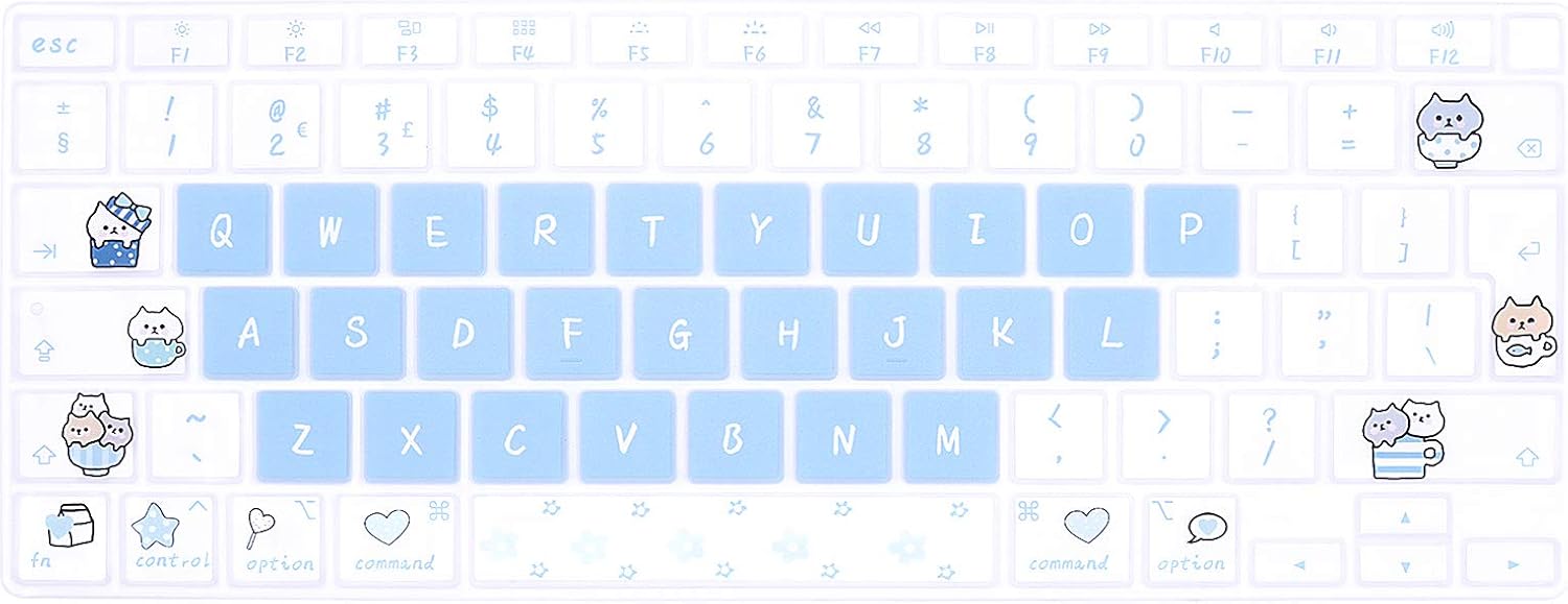 MMDW Stylish Keyboard Cover A2179 Silicone Protective Skin Keyboard Protector for MacBook Air 13 inch with Touch ID A2337 M1 Chip European Layout,cat