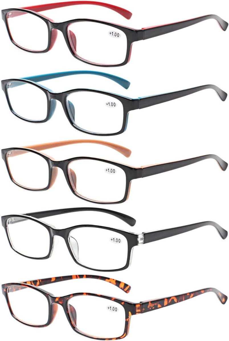 NORPERWIS Reading Glasses 5 Pairs Quality Readers Spring Hinge Vintage Glasses for Reading for Men and Women (5 Pack Mix Color, 1.75)