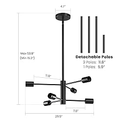 RUIYEY Modern Sputnik Chandeliers Light, 6-Light