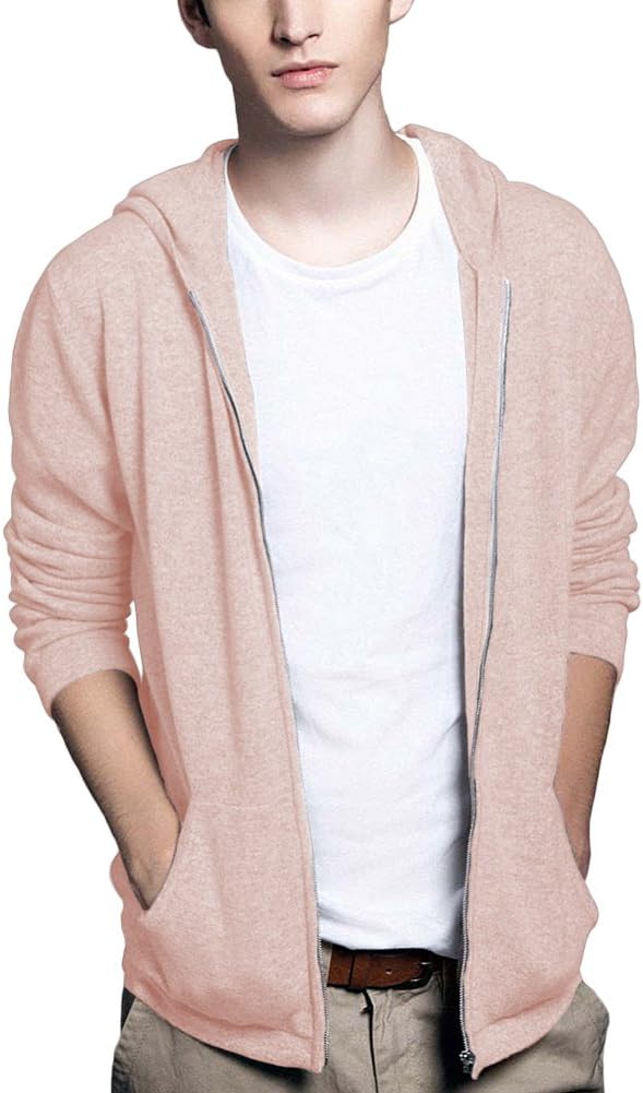 Parisbonbon Men's 100% Cashmere Hooded Cardigan